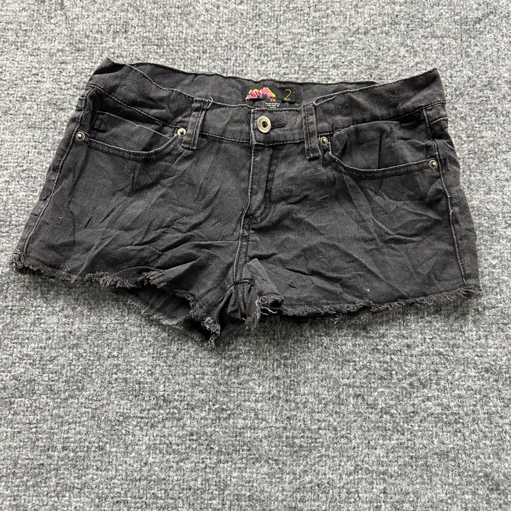 21men Shorts Womens Size 28 Black Denim Raw Hem Frayed Casual Summer Stretch